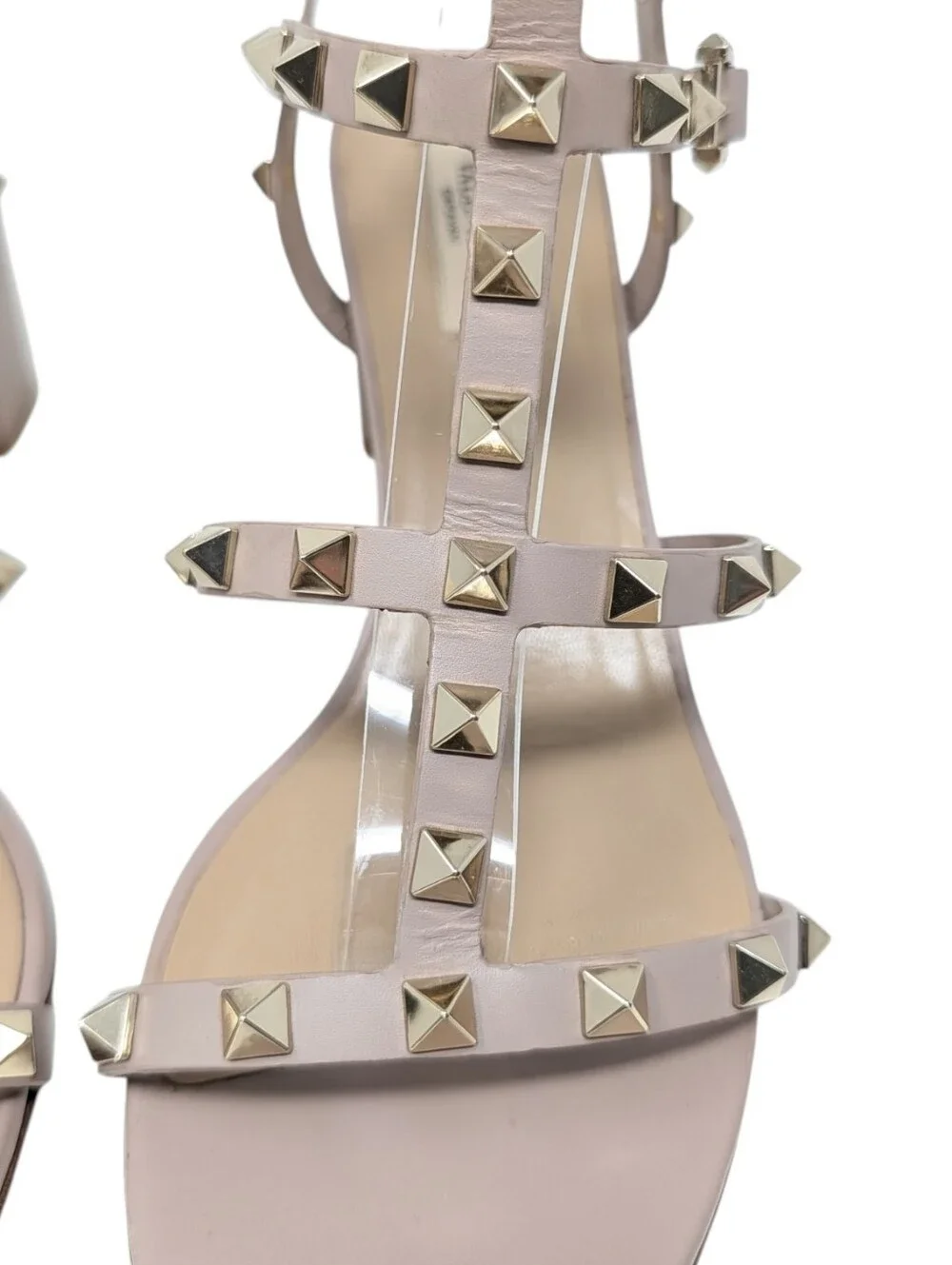 Valentino Garavani Rockstud Nude Pink Cage  60mm Gladiator Sandal Size EU 39